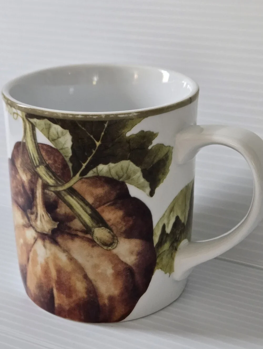 Williams Sonoma Botanical Pumpkin Coffee Mug Fall Harvest Autumn Ceramic Cup